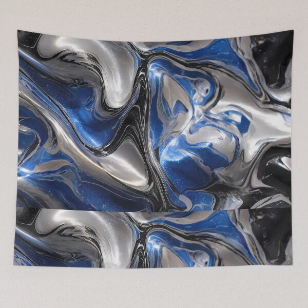 Item preview, Captivating Fluid Motions Vibrant Blue Silver Tones designed and sold by ART ATTACK ZONE.