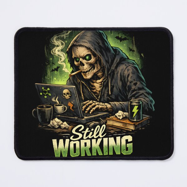 Item preview, Still Working – Skeleton Laptop Dark Humor Design designed and sold by darkan1.
