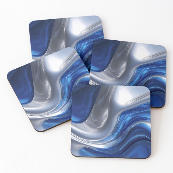 Item preview, Art Captivating Fluid Motions Vibrant Blue Silver Tones designed and sold by ART ATTACK ZONE.