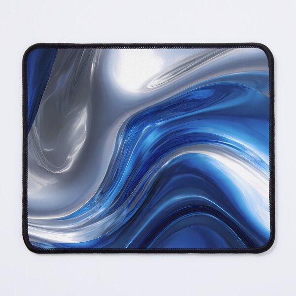 Item preview, Art Captivating Fluid Motions Vibrant Blue Silver Tones designed and sold by ART ATTACK ZONE.