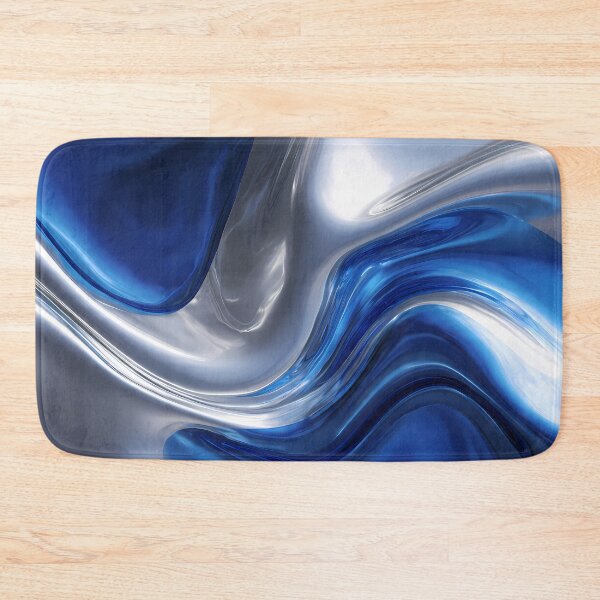 Item preview, Art Captivating Fluid Motions Vibrant Blue Silver Tones designed and sold by ART ATTACK ZONE.