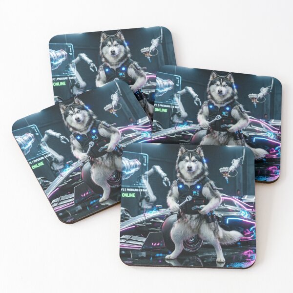 Item preview, Siberian Husky F1 Engineer - Cyberpunk Pit Crew Mechanic designed and sold by ticzla95.