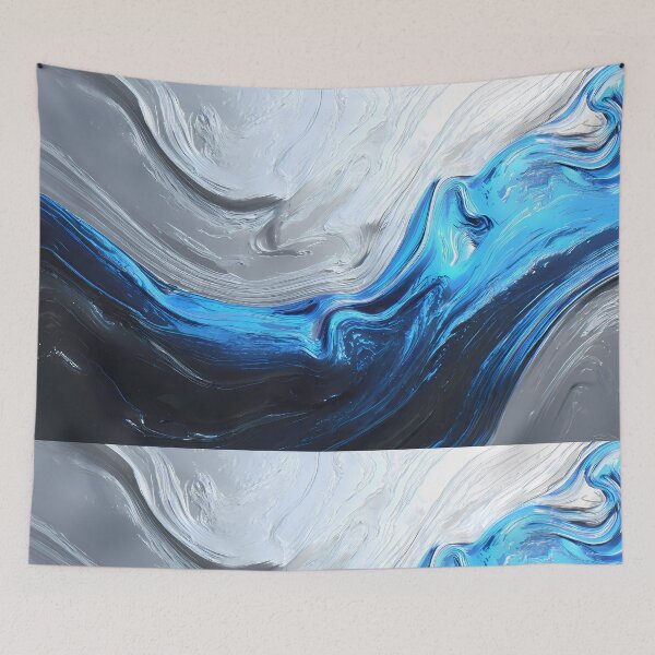 Item preview, Design Captivating Fluid Motions Vibrant Blue Silver Tones designed and sold by ART ATTACK ZONE.
