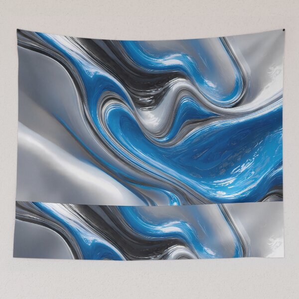 Item preview, Fluid Motions Vibrant Blue Silver Tones designed and sold by ART ATTACK ZONE.
