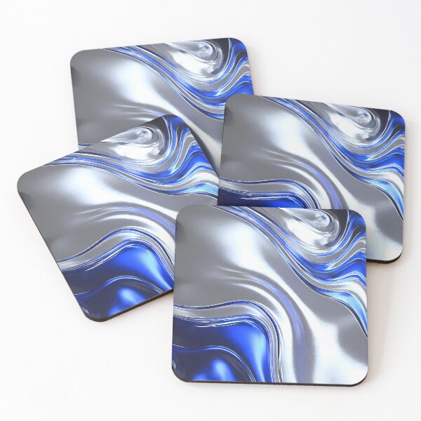Item preview, Ocean Fluid Motions Vibrant Blue Silver Tones designed and sold by ART ATTACK ZONE.