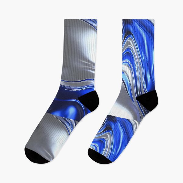 Item preview, Ocean Fluid Motions Vibrant Blue Silver Tones designed and sold by ART ATTACK ZONE.