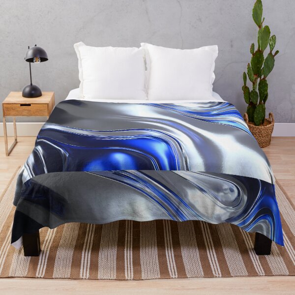 Item preview, Ocean Fluid Motions Vibrant Blue Silver Tones designed and sold by ART ATTACK ZONE.