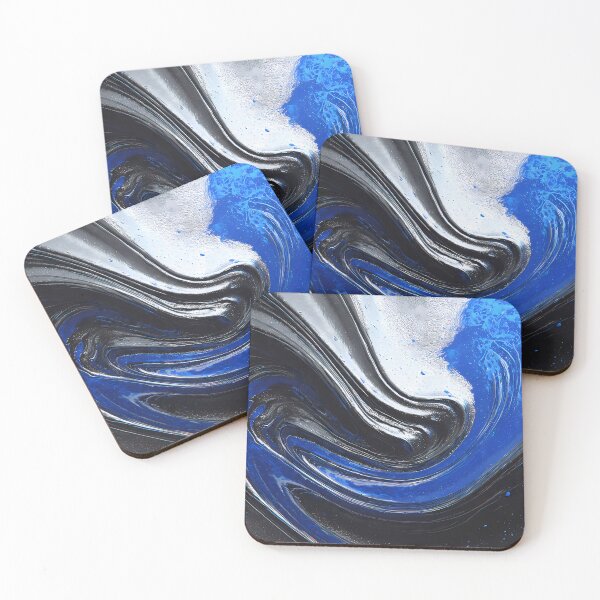 Item preview, Sea Fluid Motions Vibrant Blue Silver Tones designed and sold by ART ATTACK ZONE.