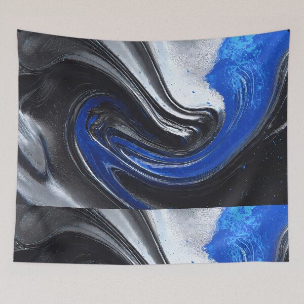 Item preview, Sea Fluid Motions Vibrant Blue Silver Tones designed and sold by ART ATTACK ZONE.