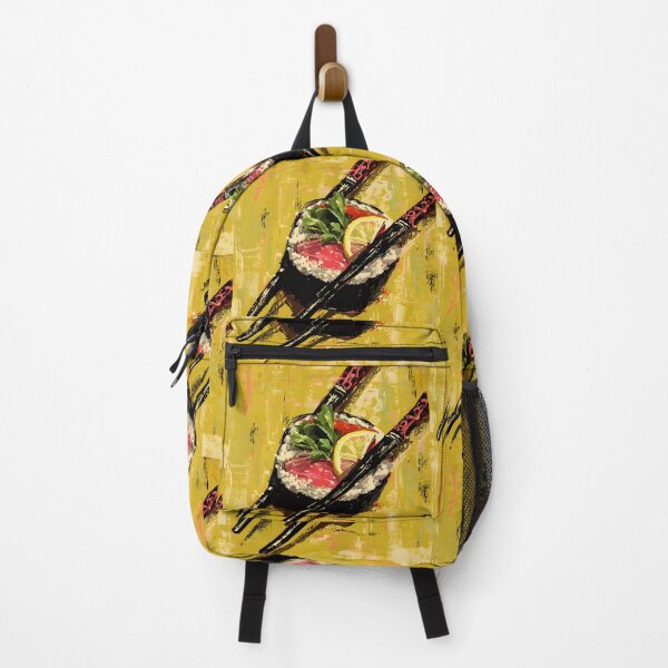 Item preview, Artistic Close Up of Sushi Roll Lemon Slice and Chopsticks on Bold Vibrant Background designed and sold by OlfactoART Studio.