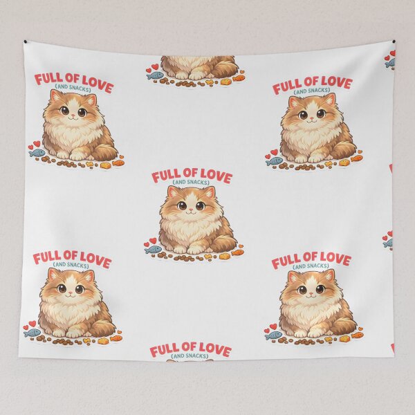 Item preview, Full of Love (and Snacks) – Cute Fluffy Cat Vet Sticker designed and sold by Bettybee00.