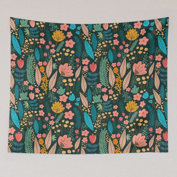 Item preview, Romantic flower garden in spring - blue background designed and sold by Srta  Margarita.