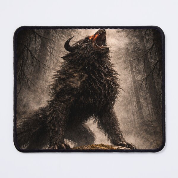 Item preview, Ozark Howler Cryptid Horned Wolf Monster Artwork designed and sold by The Dark Files.