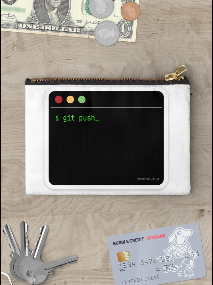 Thumbnail 3 of 4, Zipper Pouch, git push – Minimal Developer Command designed and sold by TerminalClub.