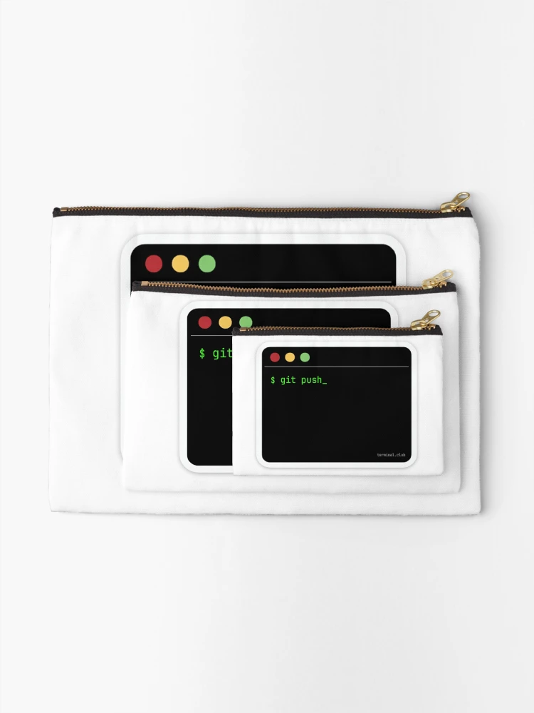 Thumbnail 2 of 4, Zipper Pouch, git push – Minimal Developer Command designed and sold by TerminalClub.