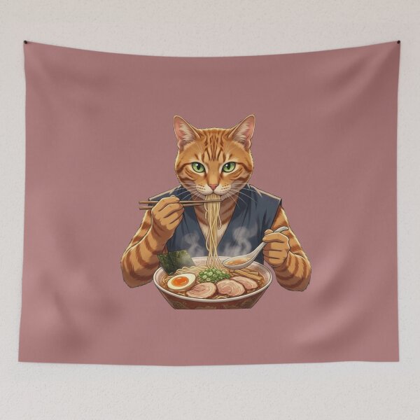 Item preview, Stylish Orange Cat enjoying Ramen Noodles. designed and sold by Logixly.