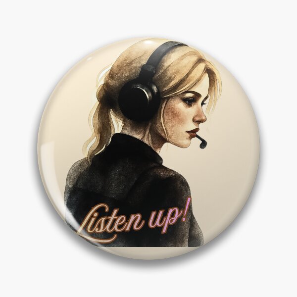 Item preview, Listen Up! Watercolor Dispatcher - Aesthetic Blonde Woman Headset designed and sold by PriyaMagic.