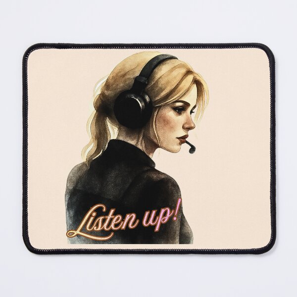 Item preview, Listen Up! Watercolor Dispatcher - Aesthetic Blonde Woman Headset designed and sold by PriyaMagic.
