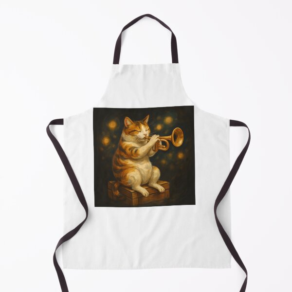 Item preview, Magical Cat Playing Trumpet Whimsical Night Art designed and sold by SiarheiYur.