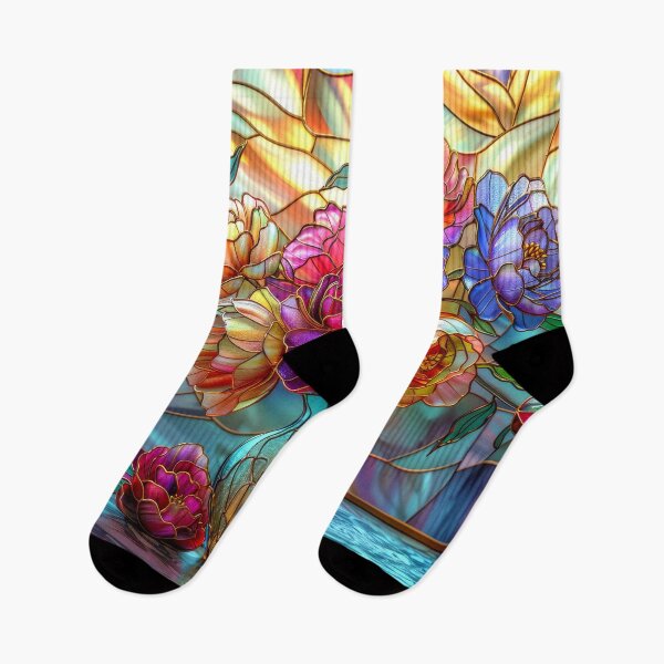 Item preview, Colorful flowers in vase stained glass art designed and sold by MargaretWiktor.