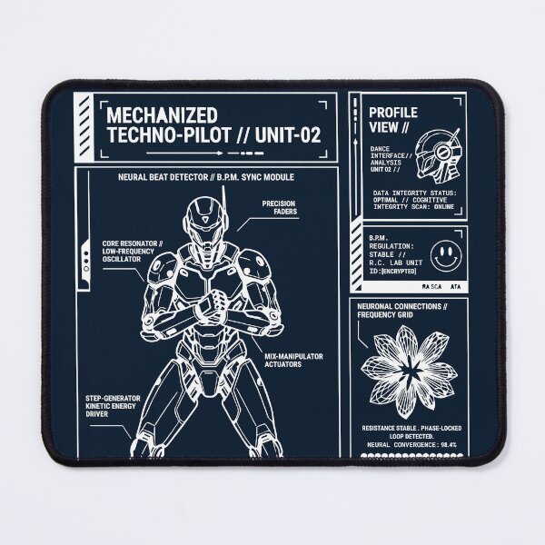 Item preview, Mechanized Techno-Pilot // Unit-02 (White Blueprint) designed and sold by RaveCultureLab.