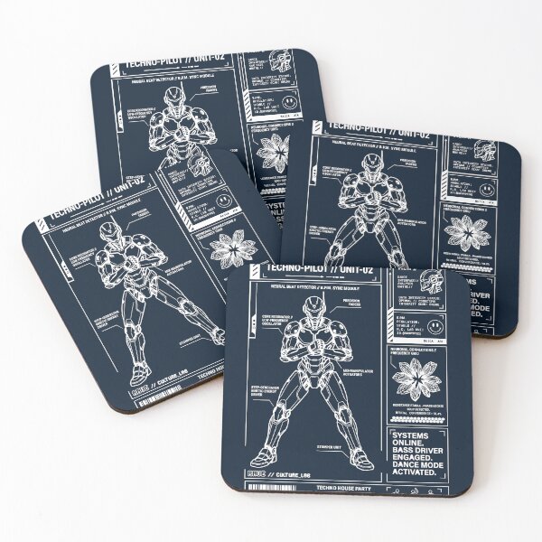 Item preview, Mechanized Techno-Pilot // Unit-02 (White Blueprint) designed and sold by RaveCultureLab.