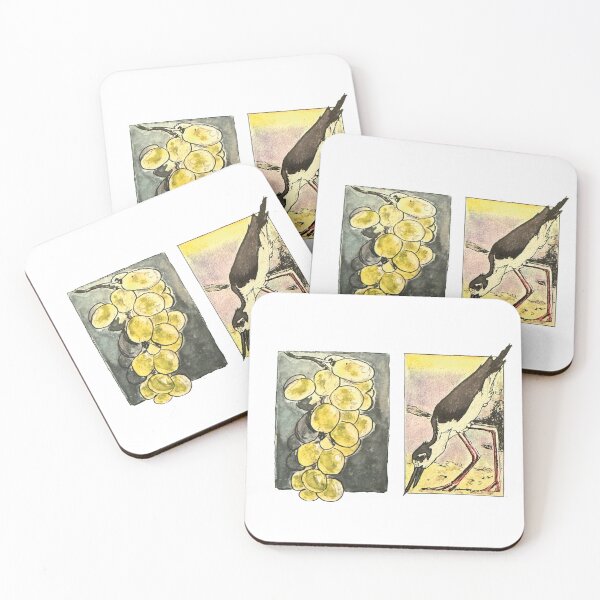 Item preview, Aesthetic Hand Painted Green grapes and tall bird in watercolor designed and sold by a.dadash.