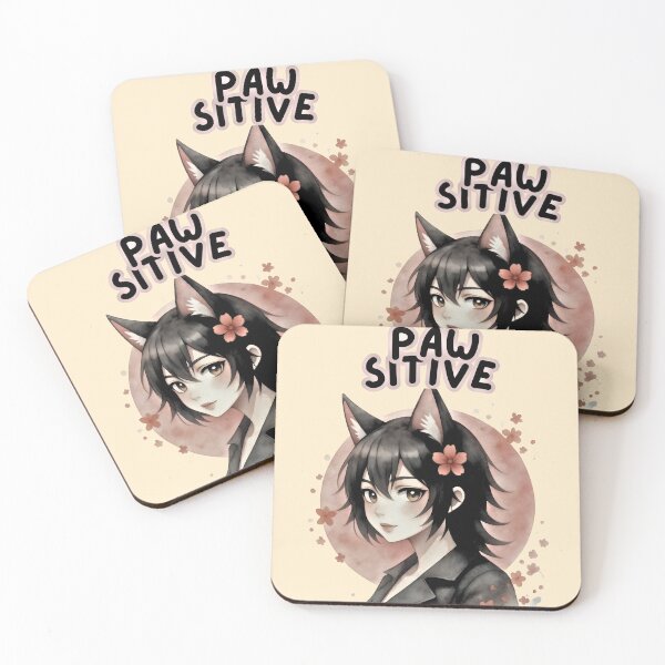 Item preview, Pawsitive Vibes Only - Cute Anime Cat Girl Watercolor designed and sold by PriyaMagic.
