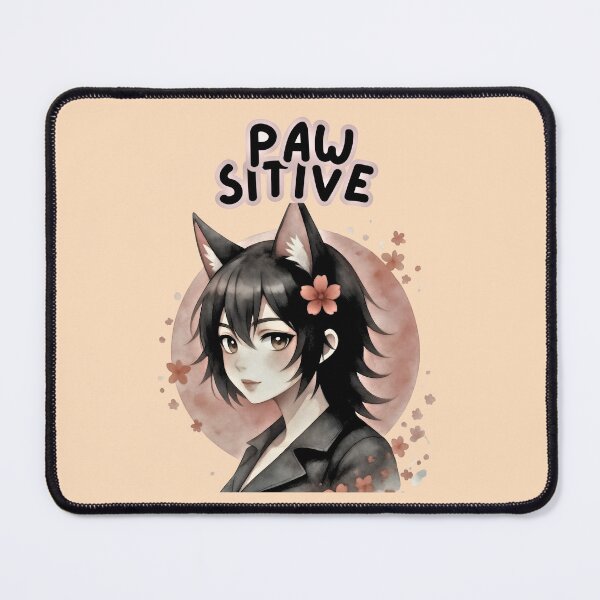 Item preview, Pawsitive Vibes Only - Cute Anime Cat Girl Watercolor designed and sold by PriyaMagic.