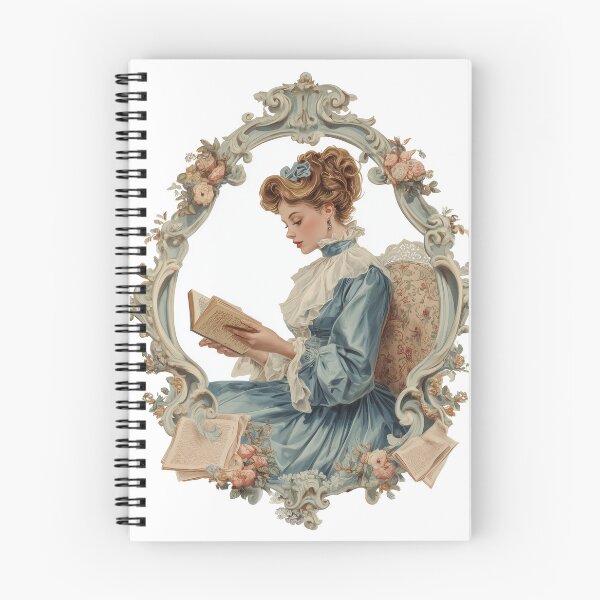 Item preview, Victorian Lady Reading - Vintage Elegance in Soft Blue designed and sold by VictorianDreams.