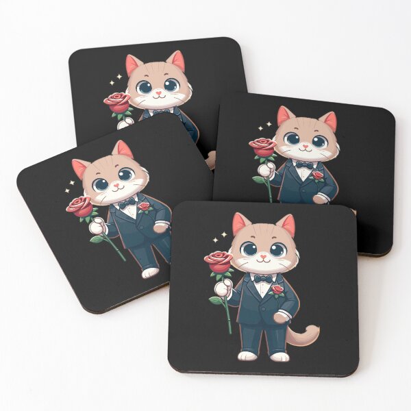 Item preview, Gentleman Cat with Rose Romantic Gift Design designed and sold by CyfroweMysli.