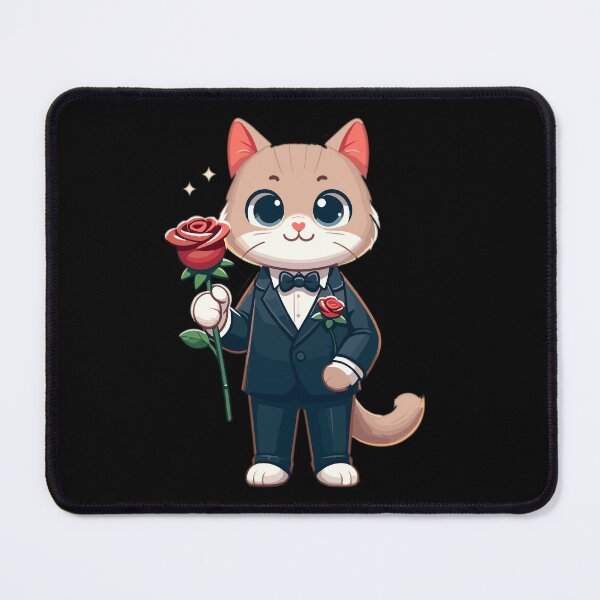 Item preview, Gentleman Cat with Rose Romantic Gift Design designed and sold by CyfroweMysli.