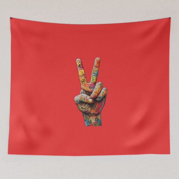 Item preview, Graffiti Peace Sign Hand – Urban Street Art Colorful Hand Gesture Design designed and sold by Kruti Collection.