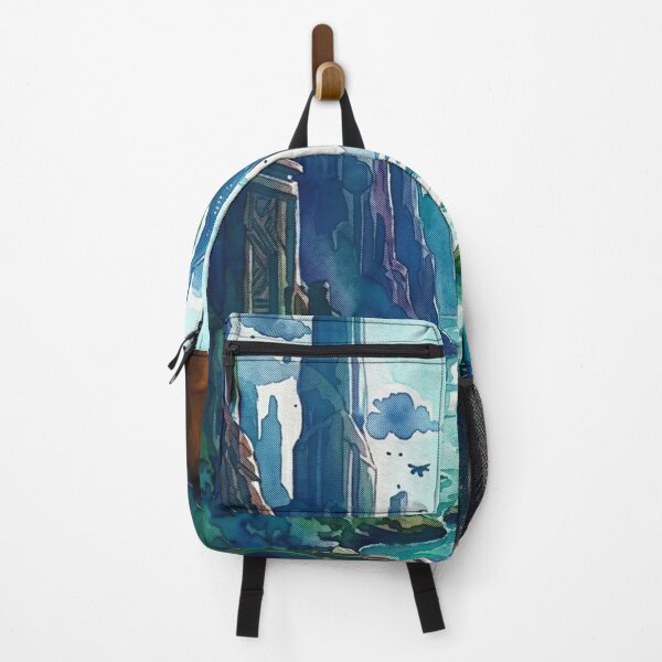 Item preview, Sci-Fi Oasis Cat: Futuristic City Watercolor - amadesign designed and sold by AmaWearDesign.
