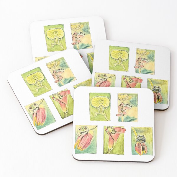 Item preview, Adventorous Hand Painted Little frogs on flowers in watercolor designed and sold by a.dadash.
