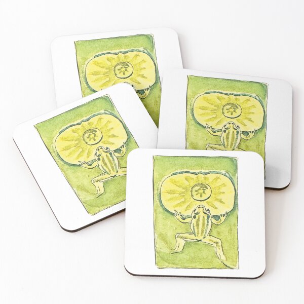 Item preview, Little frog relaxing on a green leaf enjoying Hand Painted in watercolor  designed and sold by a.dadash.