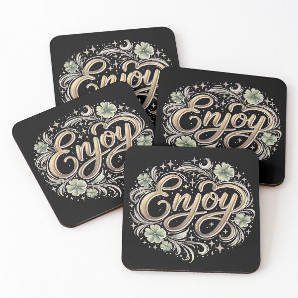 Item preview, ✨ Enjoy – Elegant design on a black background | Minimalist positive quote & modern decor designed and sold by orely14.