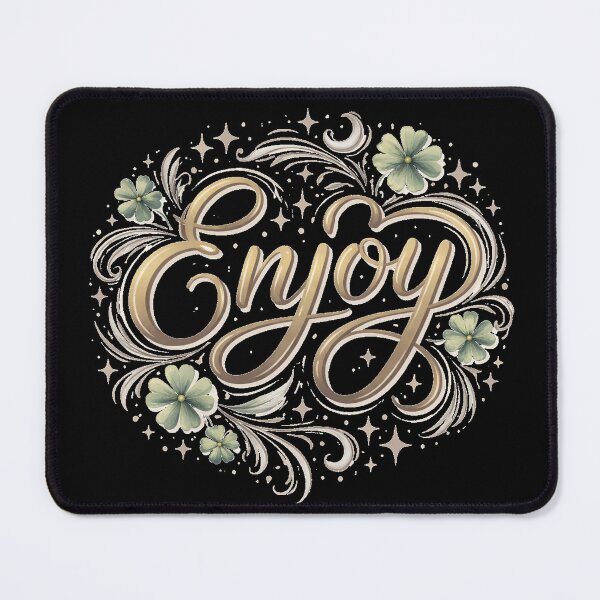 Item preview, ✨ Enjoy – Elegant design on a black background | Minimalist positive quote & modern decor designed and sold by orely14.