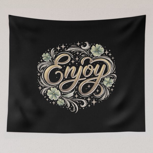 Item preview, ✨ Enjoy – Elegant design on a black background | Minimalist positive quote & modern decor designed and sold by orely14.
