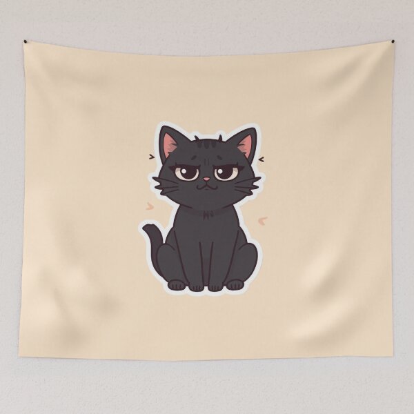 Item preview, Cute but chaotic black cat expressing overstimulation designed and sold by Art-Design-EM.