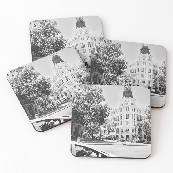 Item preview, Taxi in Alcalá Street, Madrid - Black & white - Urban Aesthetic photography  designed and sold by Feroz Pics.