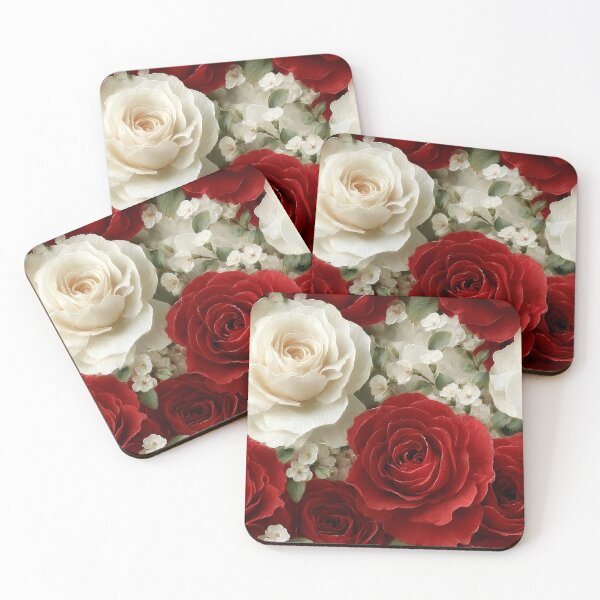 Item preview, Crimson and Cream Velvet Roses Lush Floral Pattern designed and sold by Nine Lives Studio.
