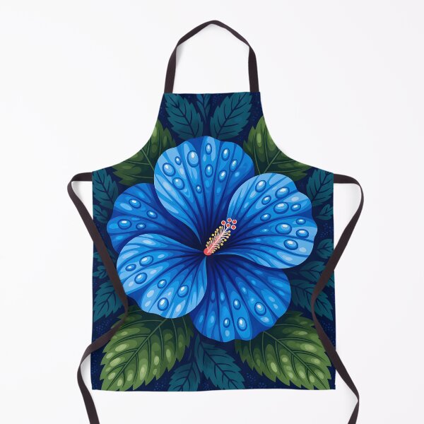 Item preview, Dark blue indigo hibiscus covered in water droplets. designed and sold by Ponted.