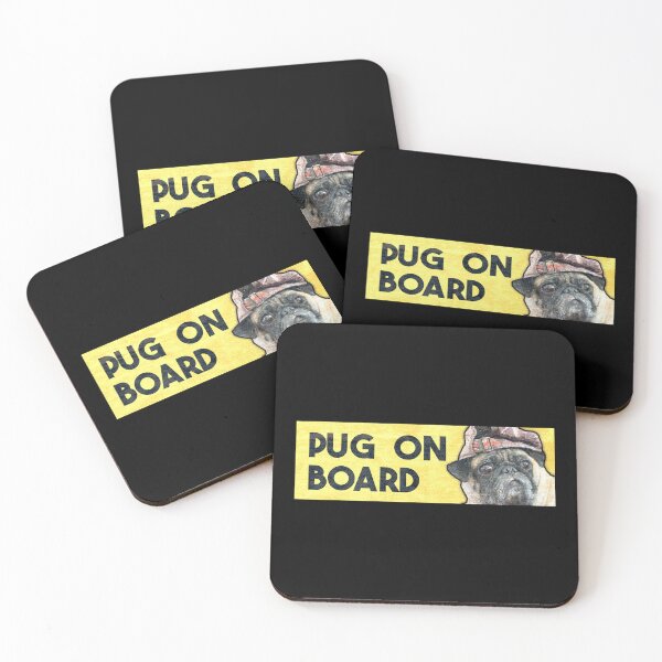 Item preview, pug on board bumper designed and sold by trinketgal.