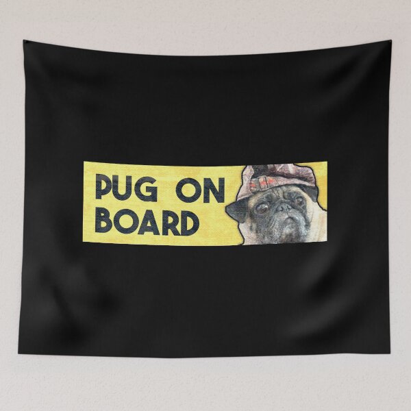 Item preview, pug on board bumper designed and sold by trinketgal.