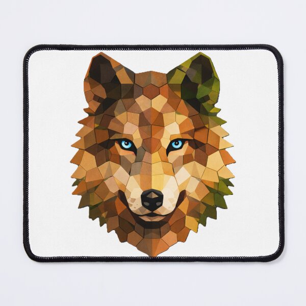 Item preview, Geometric Wolf Head - Earth Tone Polygon Blue Eyes designed and sold by ClutchCassidyTees.