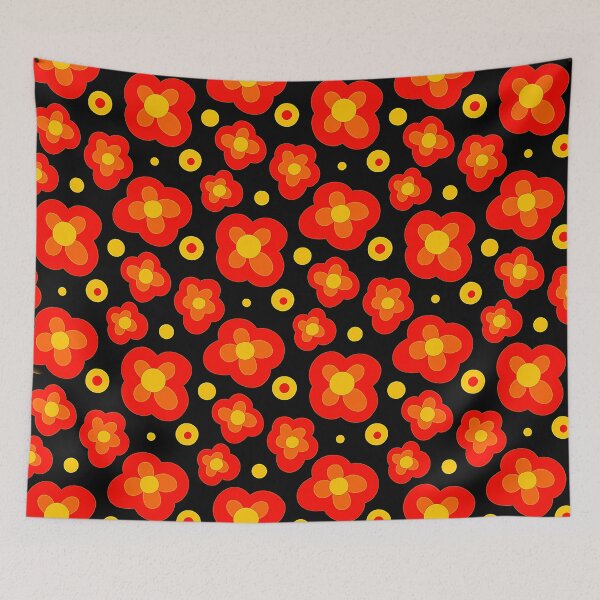 Item preview, Retro 1960's-1970's Red And Yellow Floral Designs designed and sold by DEC02.
