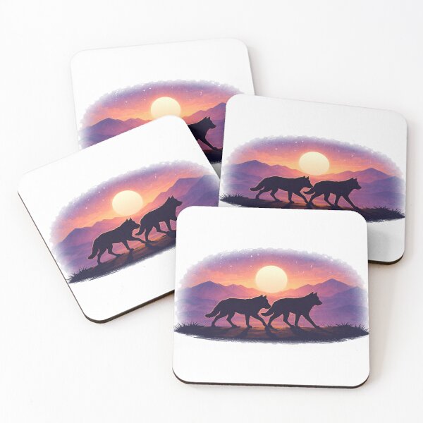 Item preview, Two Wolves Silhouette – Sunset Companion designed and sold by ClutchCassidyTees.