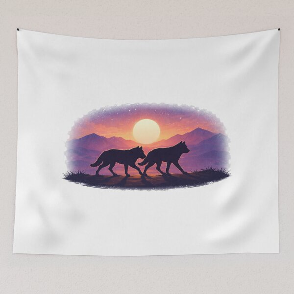 Item preview, Two Wolves Silhouette – Sunset Companion designed and sold by ClutchCassidyTees.