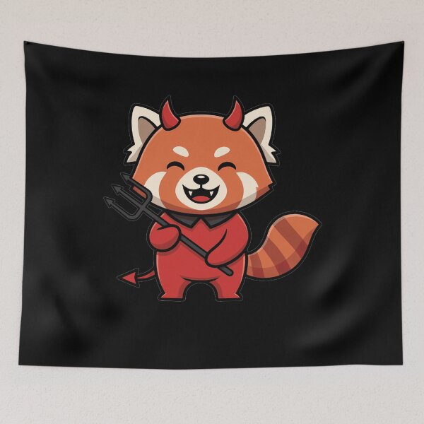 Item preview, Kawaii Red Panda Devil with Pitchfork designed and sold by k3rstman1.